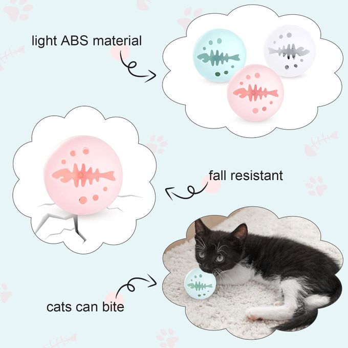 Boules interactives pour chat : Pack de 3 avec herbe et LED miniature 3
