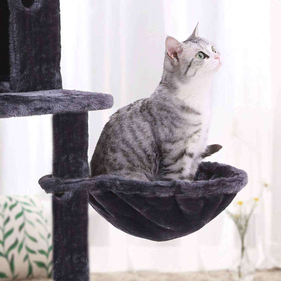 Animalux Arbre à chat 150 cm – Luxe, 2 niches, panier, perchoirs, griffoirs sisal et base renforcée  ECO miniature 4