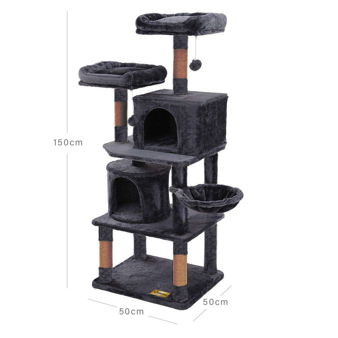 Animalux Arbre à chat 150 cm – Luxe, 2 niches, panier, perchoirs, griffoirs sisal et base renforcée  ECO miniature 2