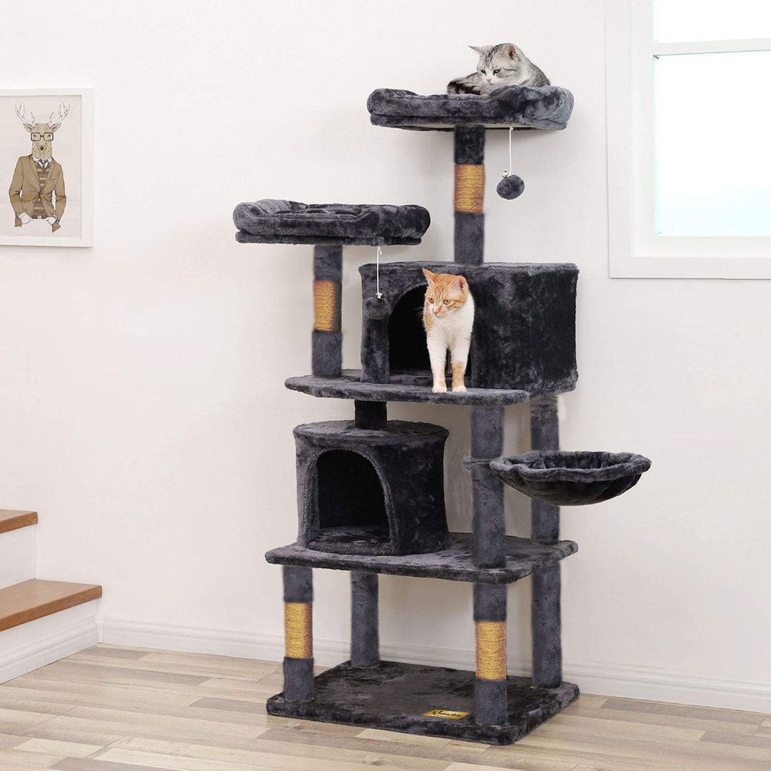 Animalux Arbre à chat 150 cm – Luxe, 2 niches, panier, perchoirs, griffoirs sisal et base renforcée  ECO miniature 5