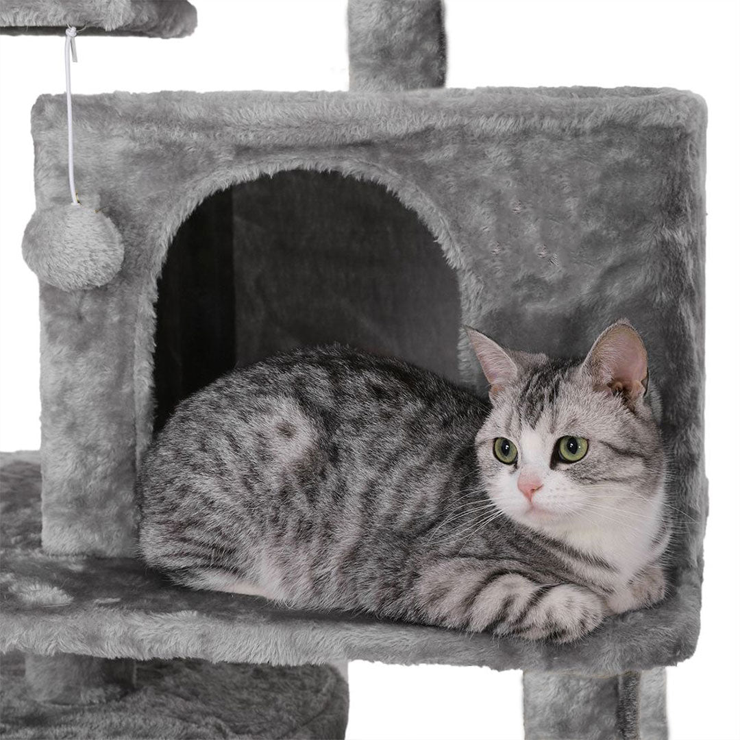 Animalux Arbre à chat 150 cm – Luxe, 2 niches, panier, perchoirs, griffoirs sisal et base renforcée miniature 5