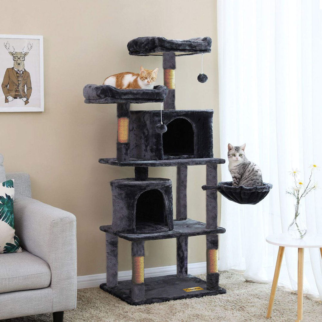 Animalux Arbre à chat 150 cm – Luxe, 2 niches, panier, perchoirs, griffoirs sisal et base renforcée  ECO miniature 3