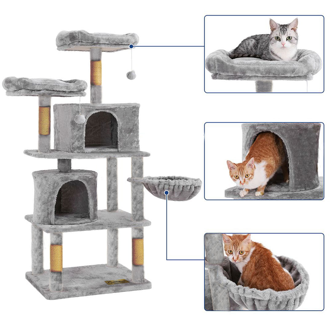 Animalux Arbre à chat 150 cm – Luxe, 2 niches, panier, perchoirs, griffoirs sisal et base renforcée miniature 6