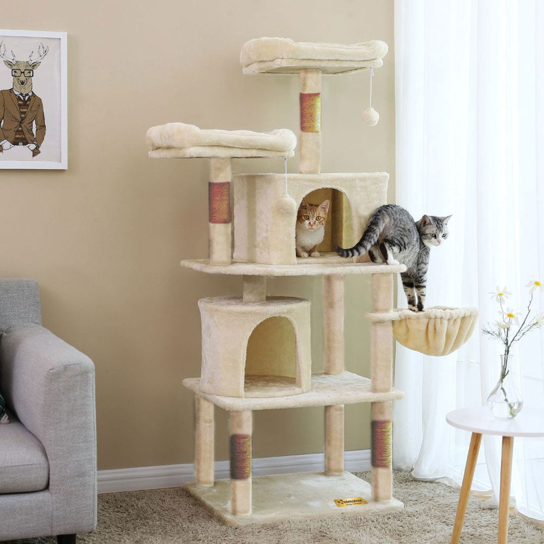 Arbre à chat 150 cm Animalux - Double Niche et Griffoirs miniature 3