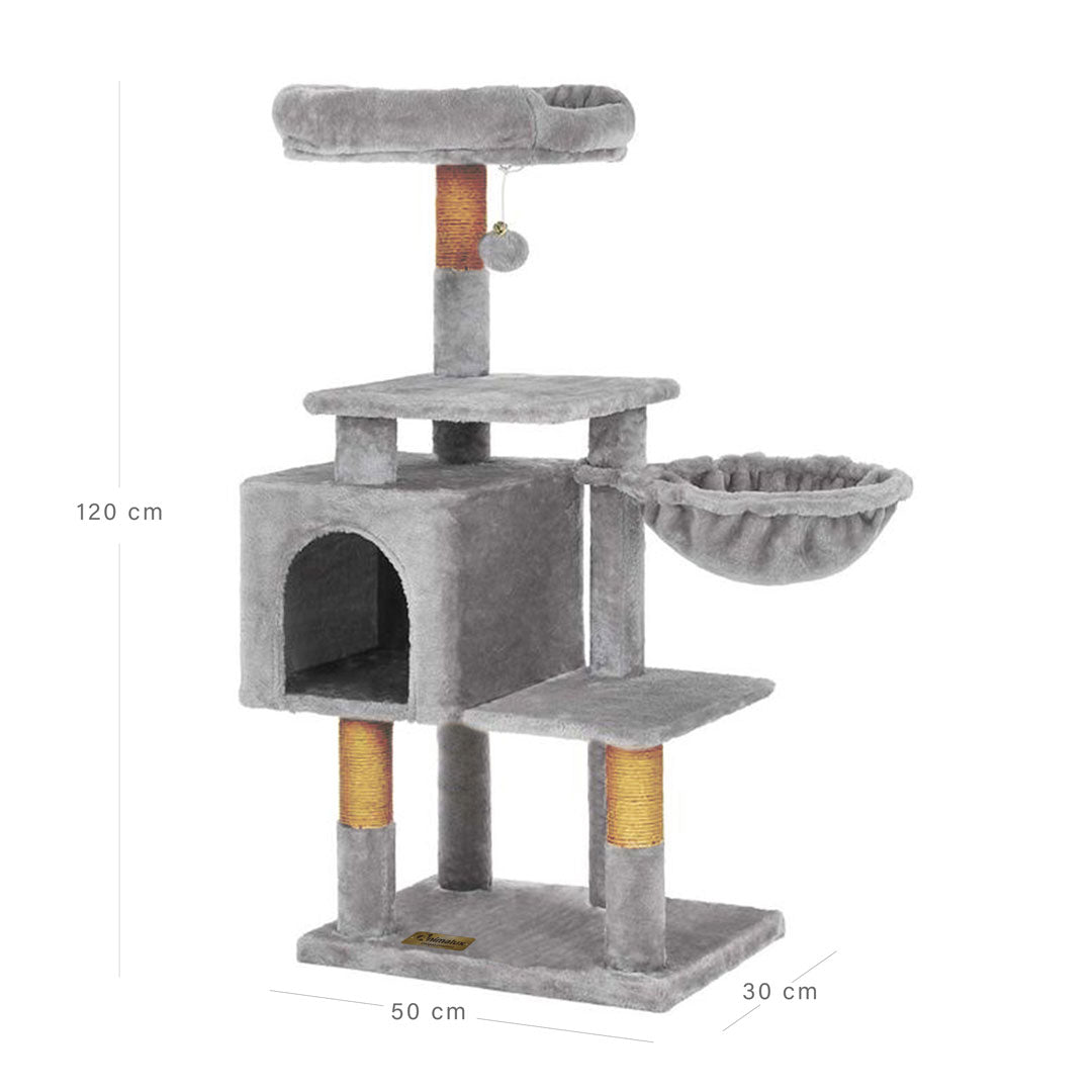 Arbre à chat de luxe en bois naturel – 120 cm-Gris ECO miniature 4