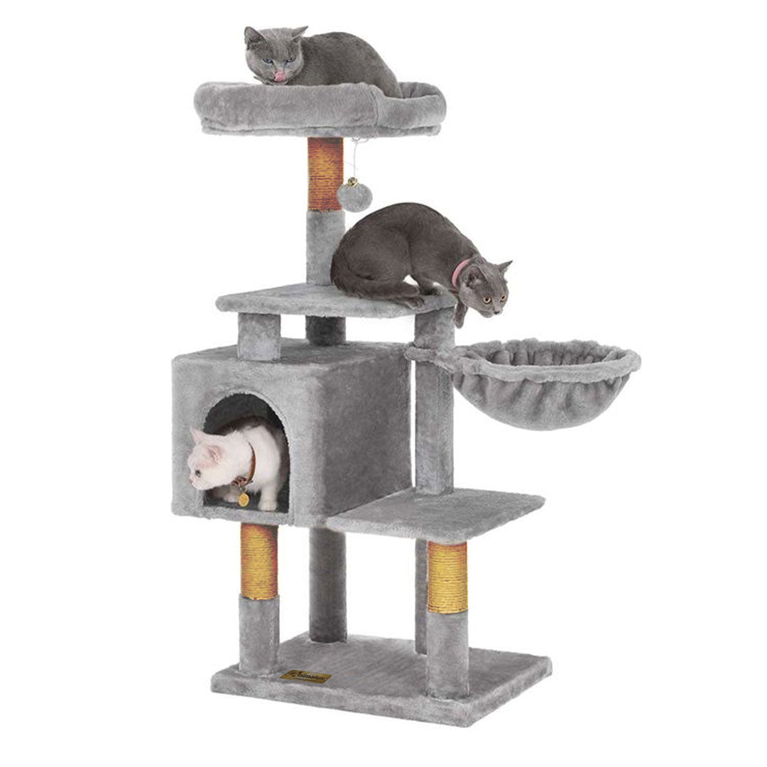 Arbre à chat de luxe en bois naturel – 120 cm-Gris ECO miniature 3