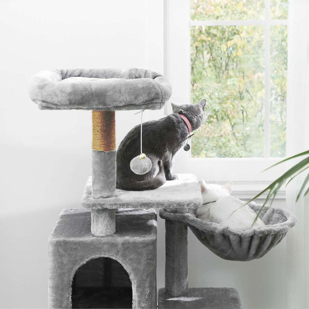 Arbre à chat de luxe en bois naturel – 120 cm-Gris ECO miniature 2