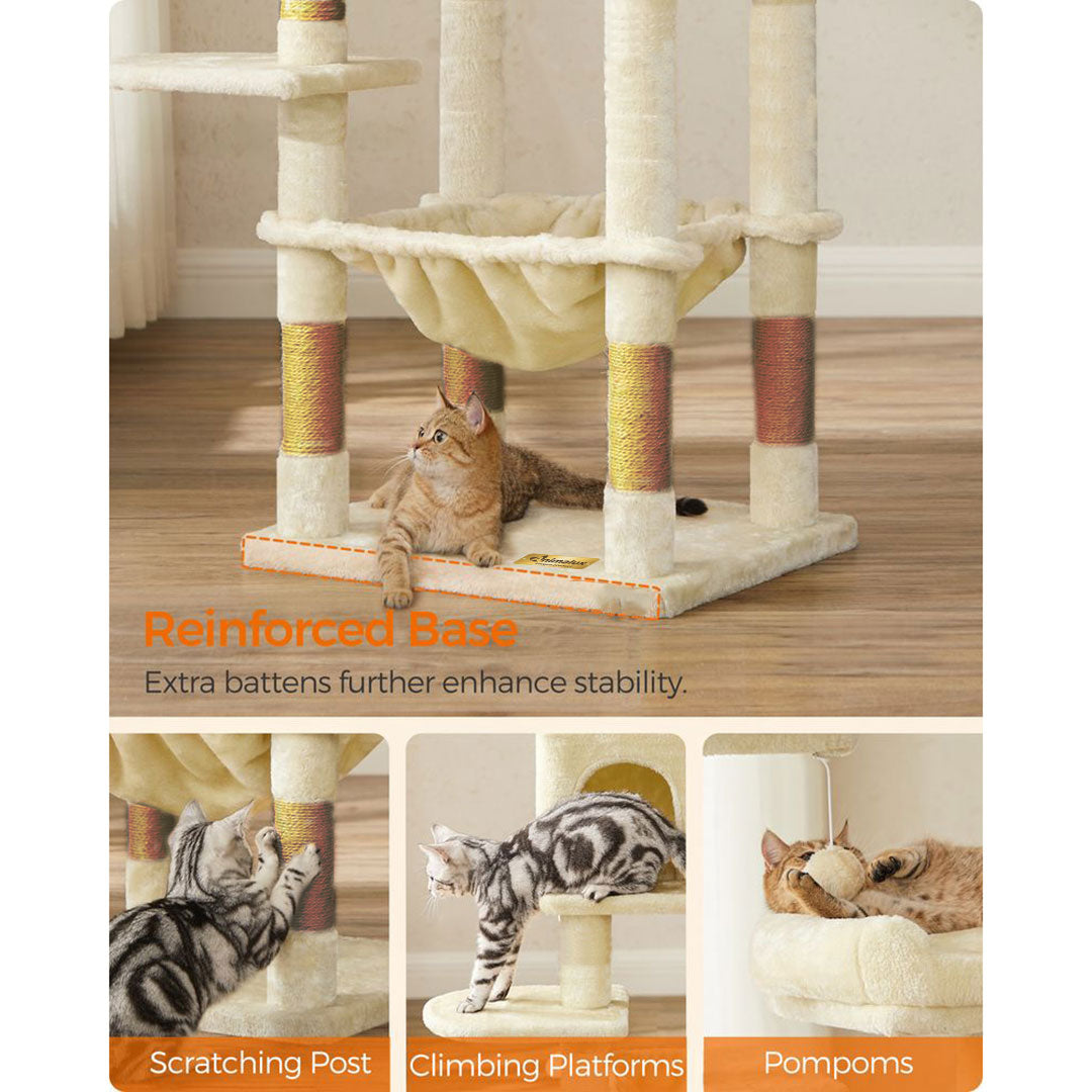 Arbre à chat de luxe en bois naturel – 145 cm-Beige ECO miniature 3