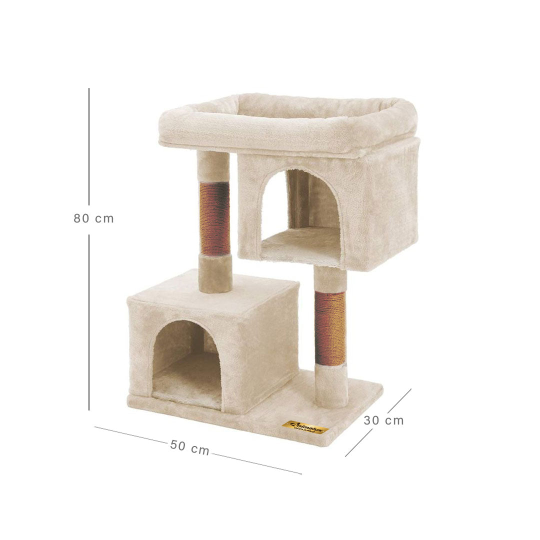 Arbre à chat de luxe en bois naturel – 80 cm - Beige - ECO miniature 2