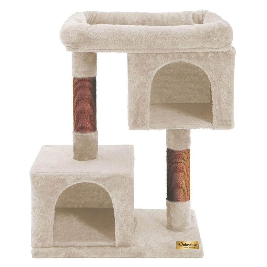 Arbre à chat de luxe en bois naturel – 80 cm - Beige - ECO miniature 3