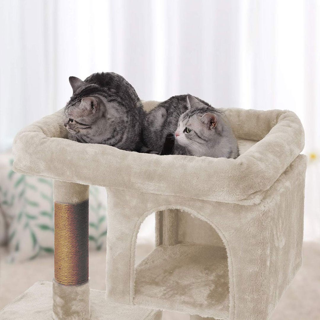Arbre à chat de luxe en bois naturel – 80 cm - Beige - ECO miniature 4