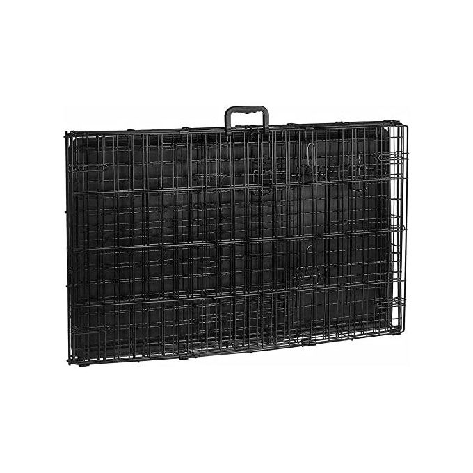 Cage pour chien avec 2 portes, plateau en plastique amovible et pliable en métal miniature 3