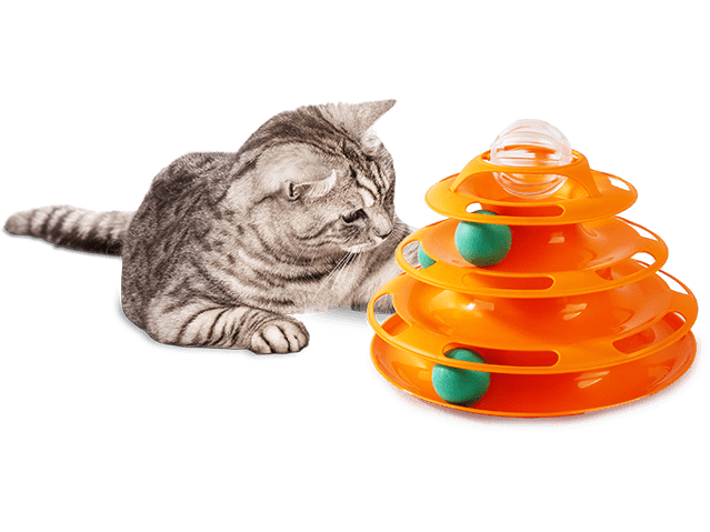 Jouet pour chat plateau tournant balles 25 cm miniature 2