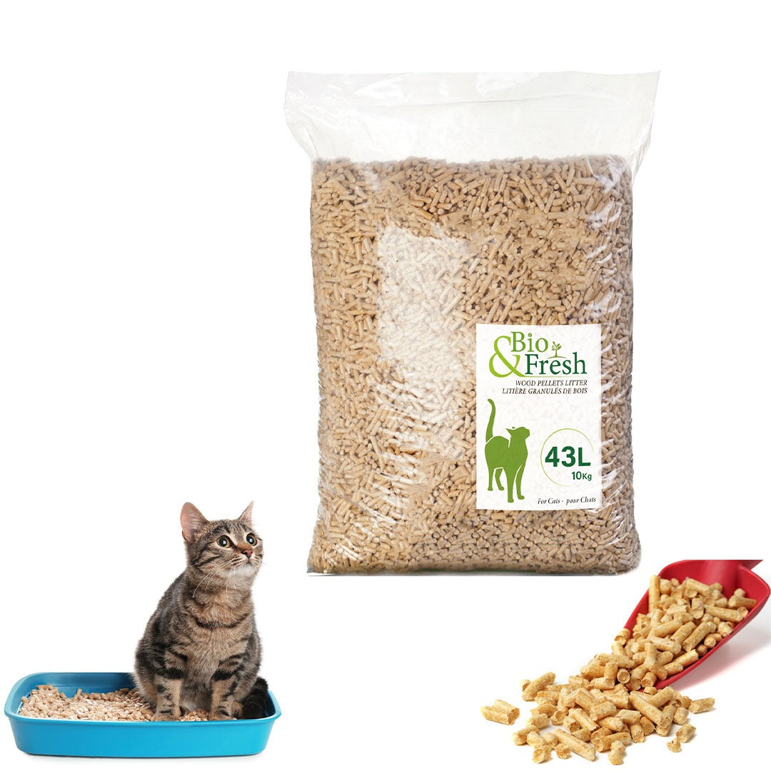 Litière extra absorbante bio en bois pour chat 43L(10kg) — 1