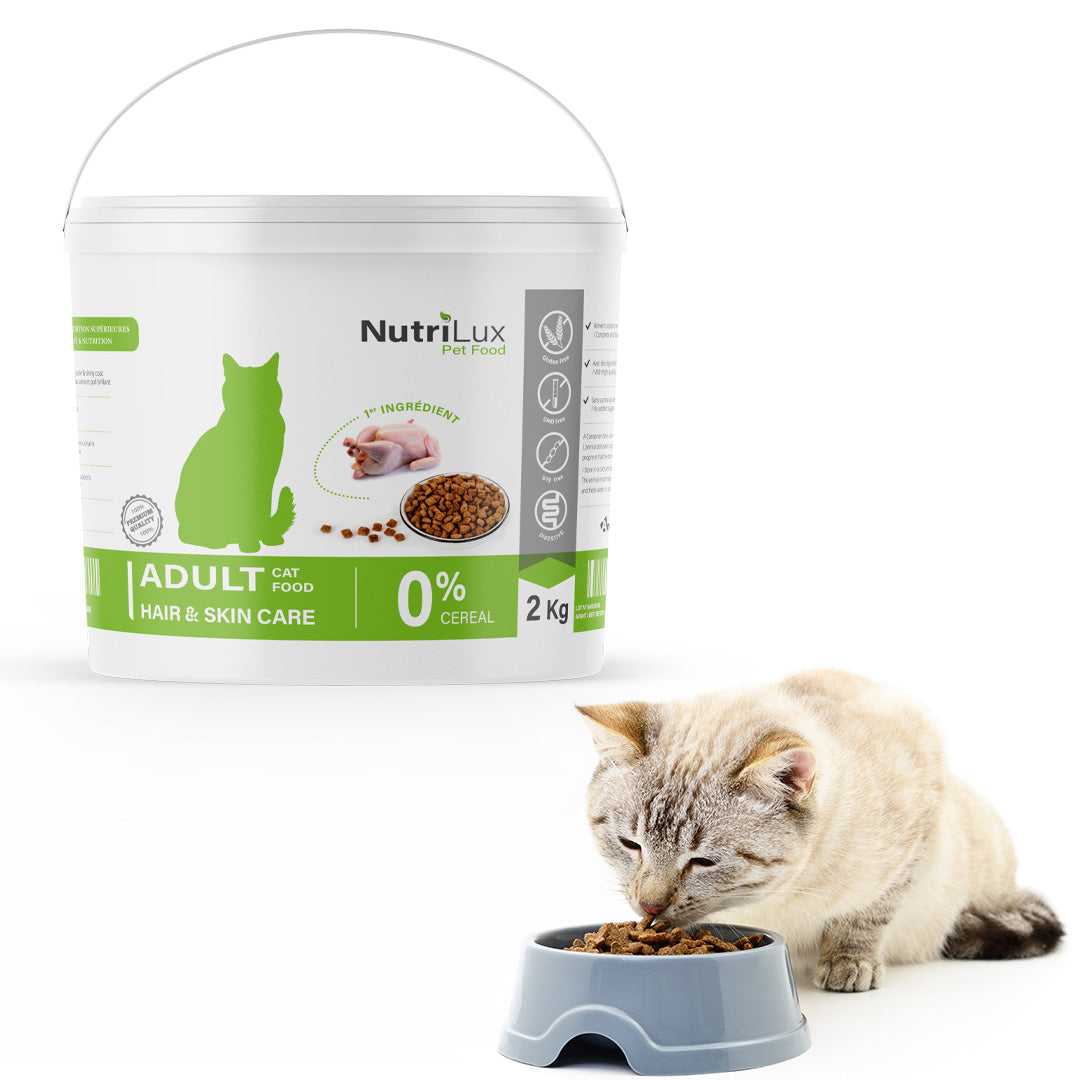 Nutrilux Croquette chat adult SKIN CARE SANS CEREAL 2kg miniature 2