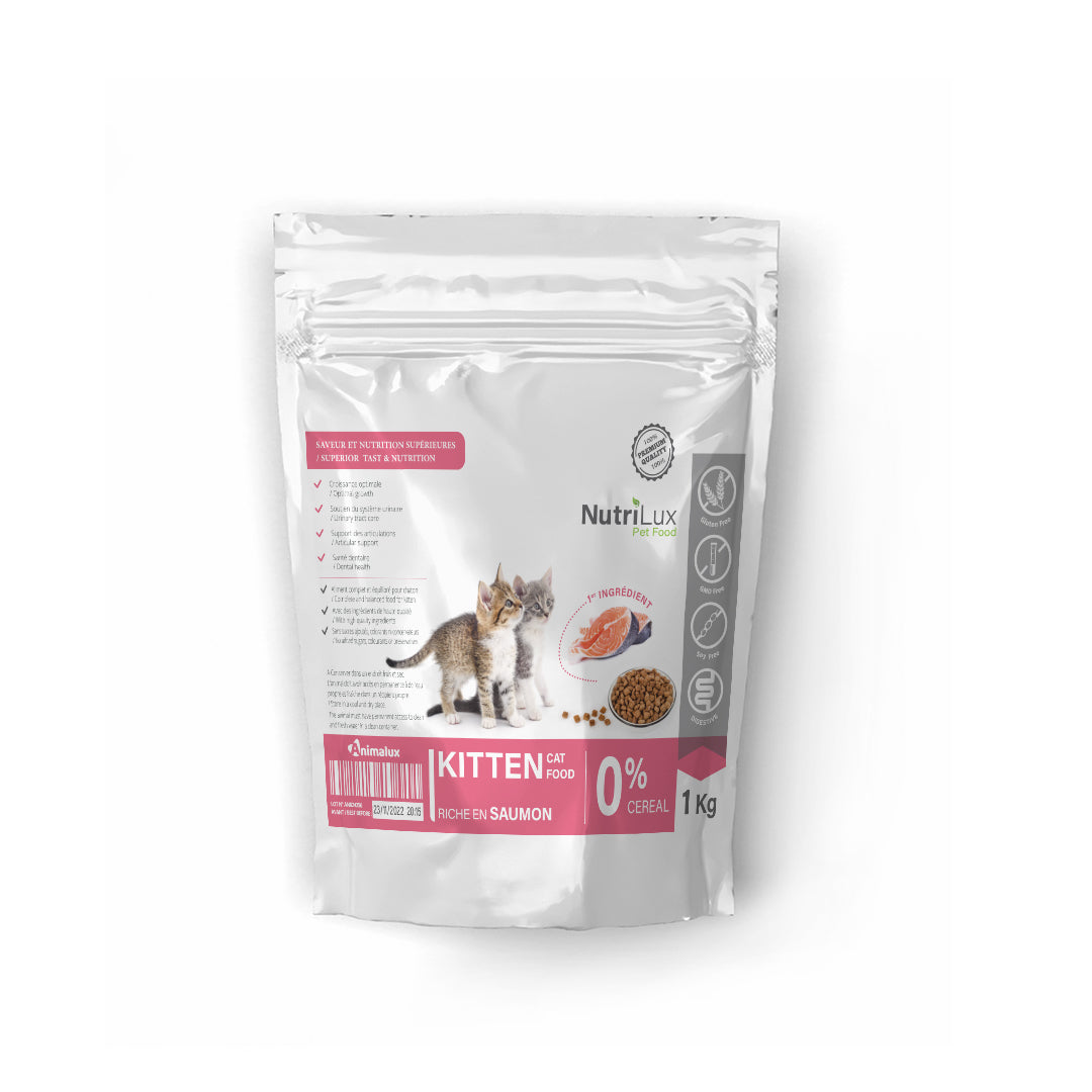 Nutrilux Croquette chat KITTEN SANS CEREAL saumon 1kg — 1