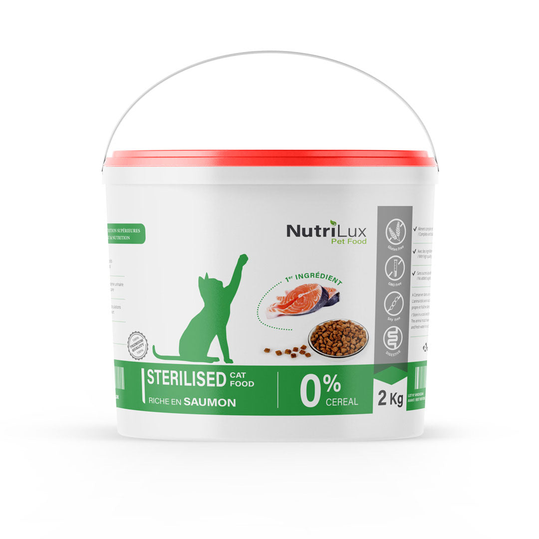 NutriLux Croquettes Chat Stérilisé Saumon 2 kg – 0 % Céréales miniature 2
