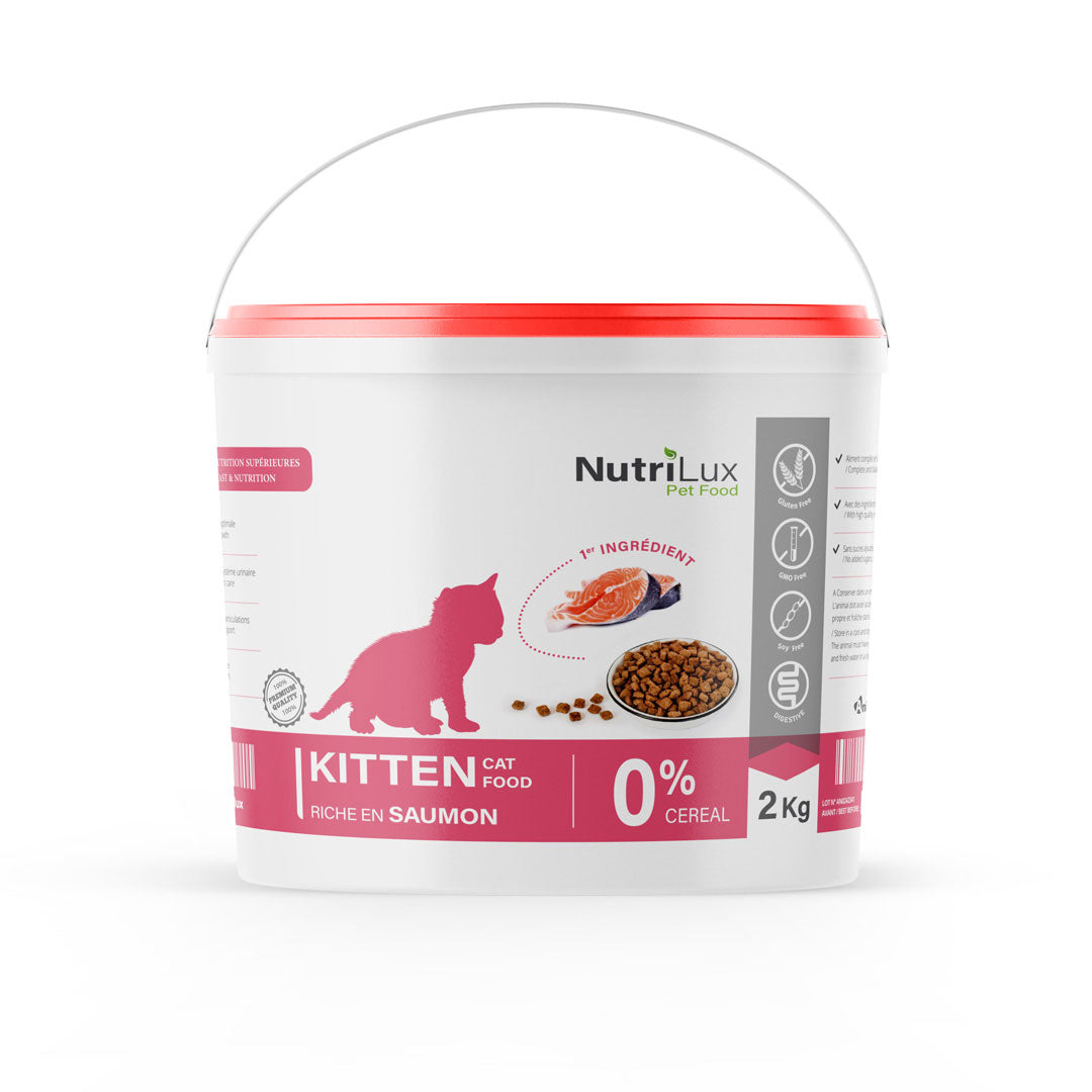 NutriLux Croquettes Kitten Saumon 2 kg – 0 % Céréales miniature 2