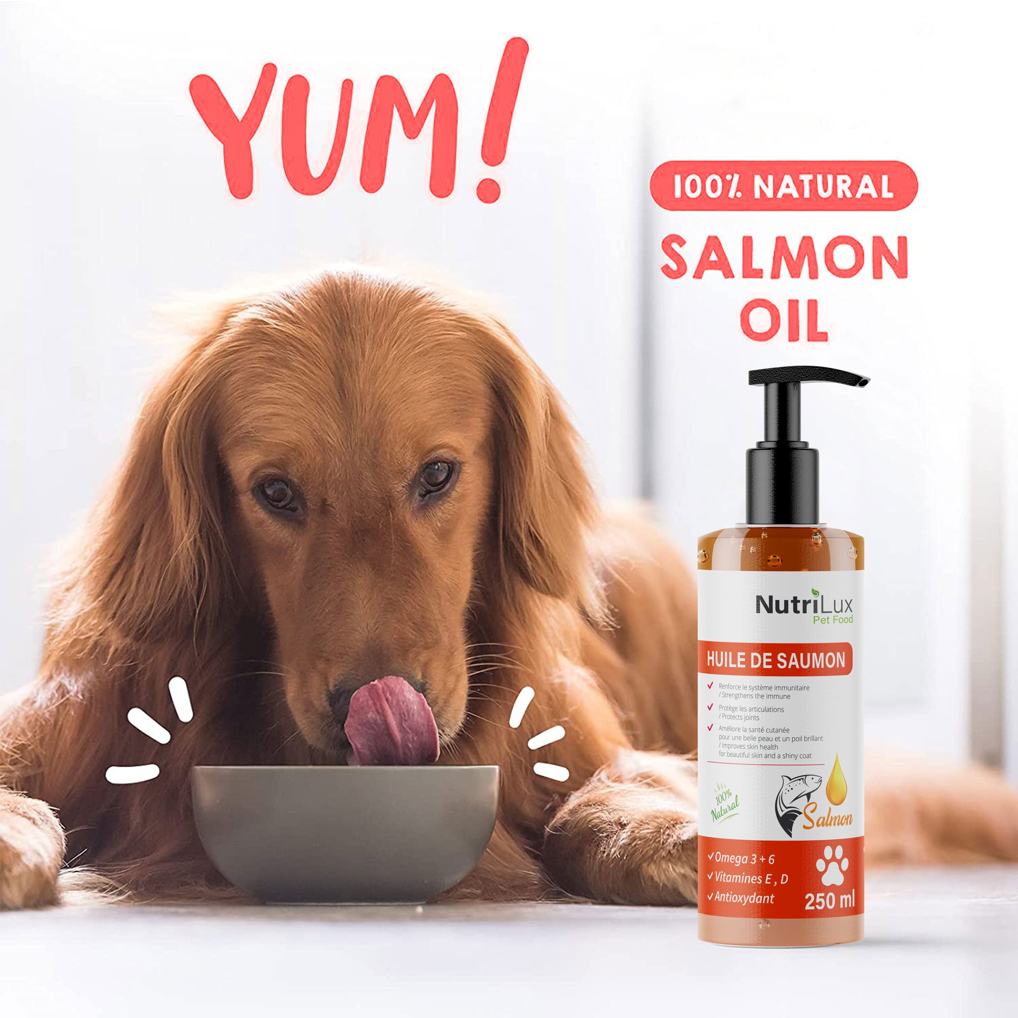 Nutrilux HUILE DE SAUMON 250ML POUR CHAT& CHIEN miniature 3