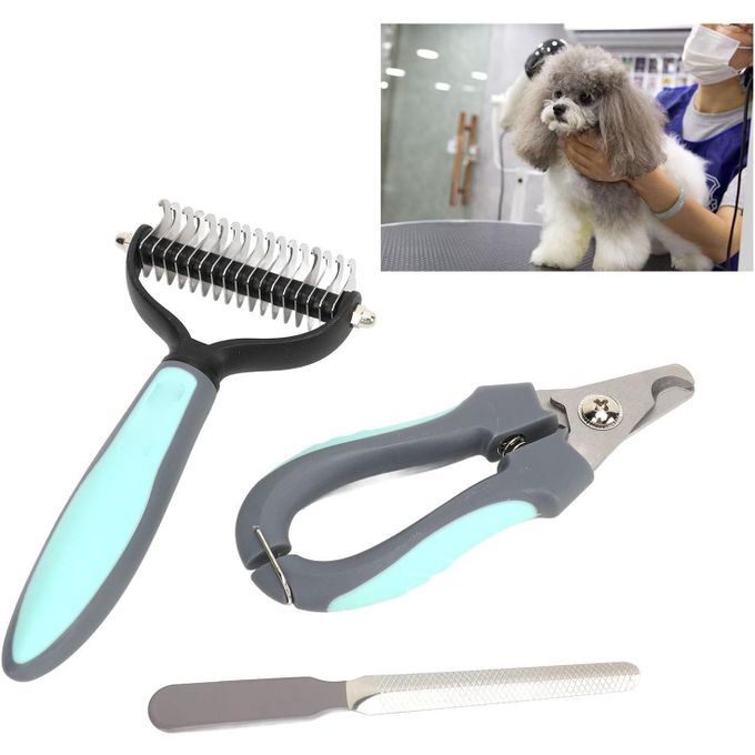 Peigne râteau/ lime double face/ coupe-ongles pour animaux de compagnie miniature 3