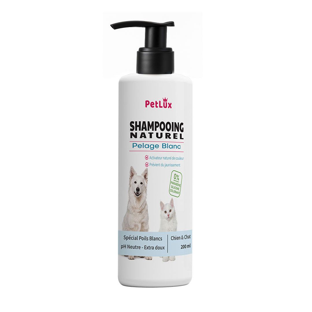 Petlux Shampooing Naturel Pelage Blanc – Chien & Chat (200ml) — 1