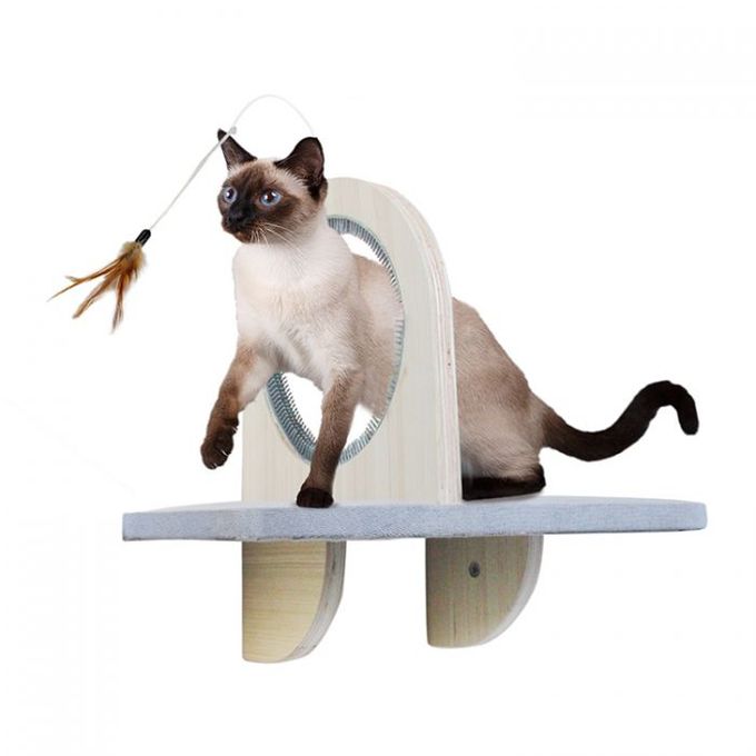 Plateforme de jeu toilettage et jouet pour chat 40x26x45 cm miniature 2