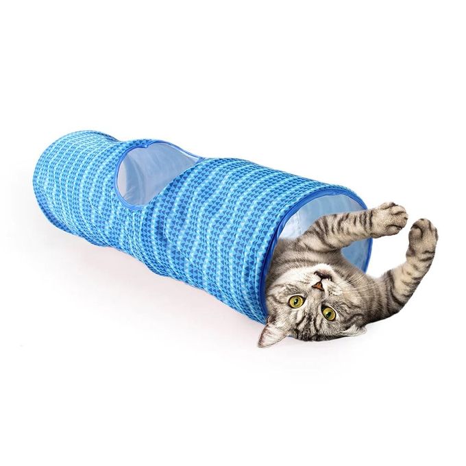 Tunnel pour chat 70 cm bleu miniature 2