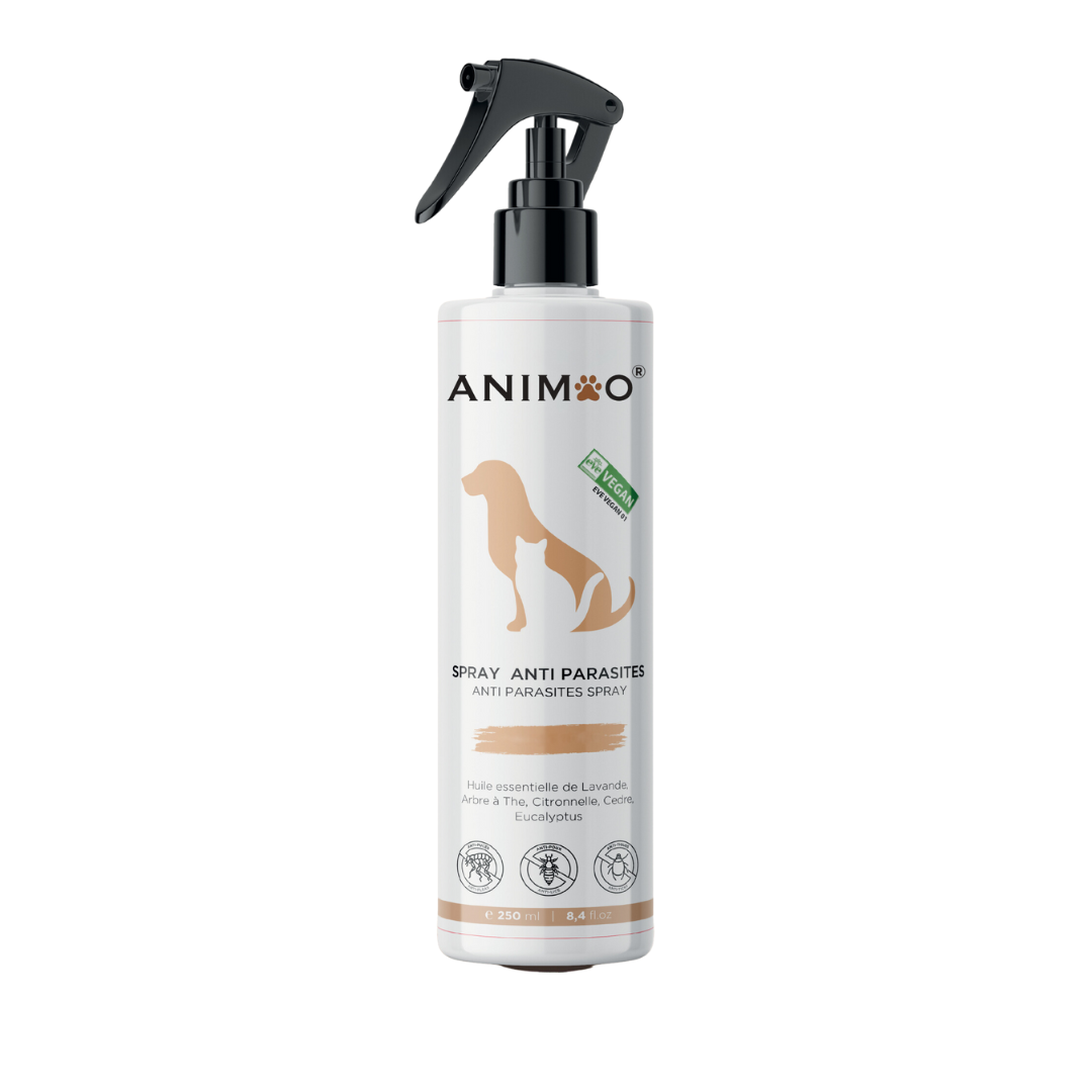 Spray antiparasitaire Animoo - Protection essentielle pour animaux de compagnie, 250 ml