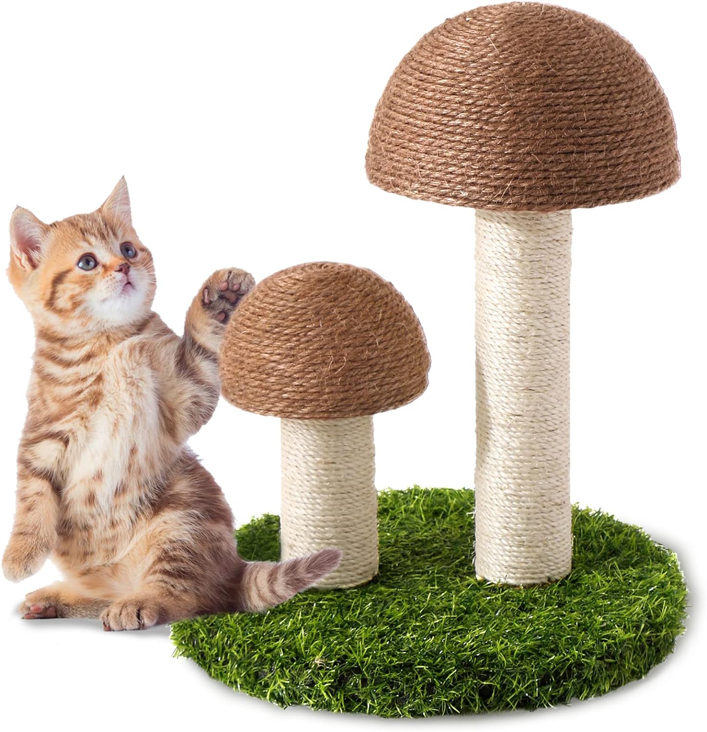 Arbre à chat en sisal naturel avec un adorable motif de champignon thumbnail 7