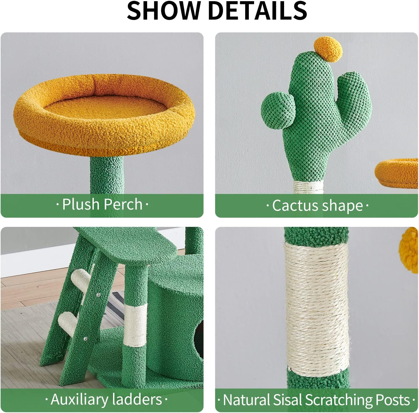 Arbre à Chat Cactus – Tour 135 cm avec Capsule et Condos thumbnail 3