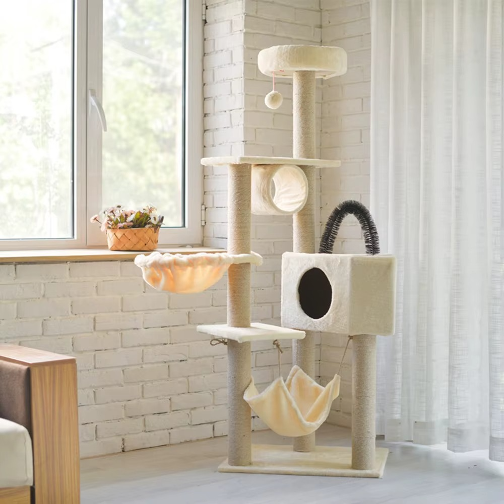 Arbre à Chat Tour 160 cm – Griffoir à Plusieurs Niveaux avec Hamac thumbnail 5