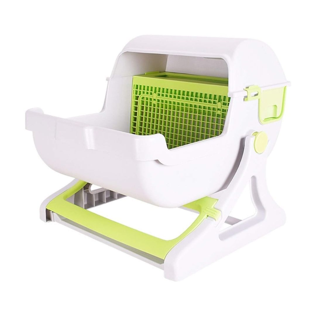 Bac à Litière Chat Semi-Automatique – Grand Plateau en PP