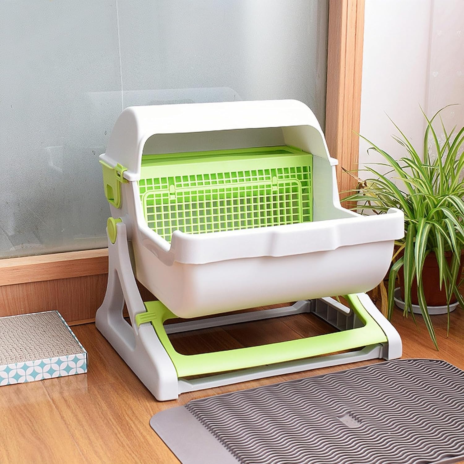 Bac à Litière Chat Semi-Automatique – Grand Plateau en PP - 2