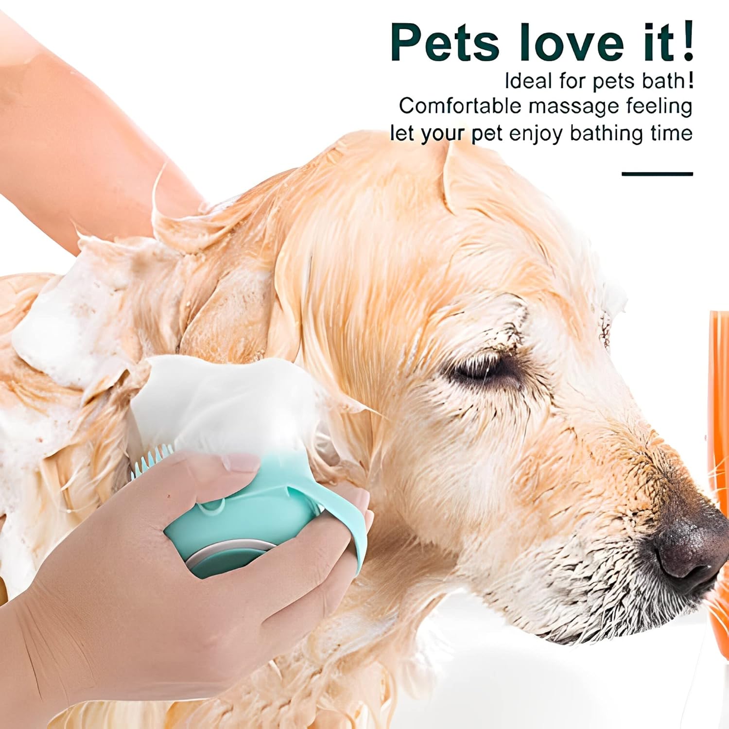 Brosse pour Chat et Chien - Brosse de Bain en Silicone avec Distributeur de Shampoing thumbnail 2