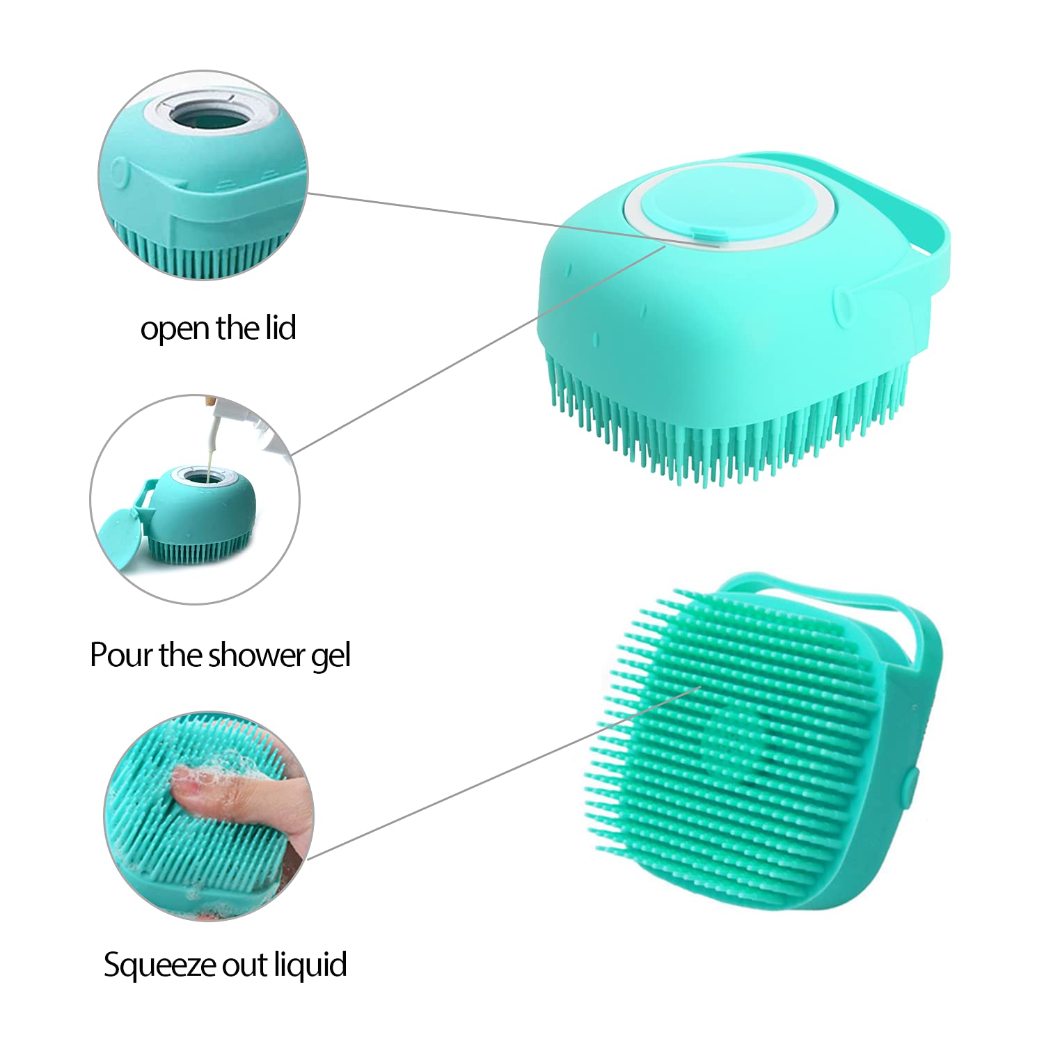 Brosse pour Chat et Chien - Brosse de Bain en Silicone avec Distributeur de Shampoing thumbnail 4
