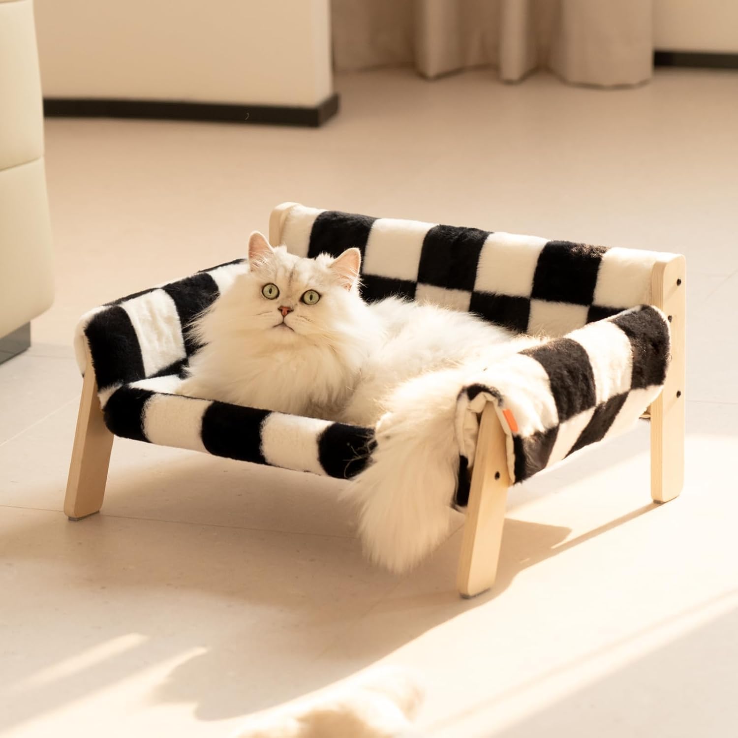 Canapé Élevé pour Chat – Lit en Bois avec Coussin Lavable thumbnail 4