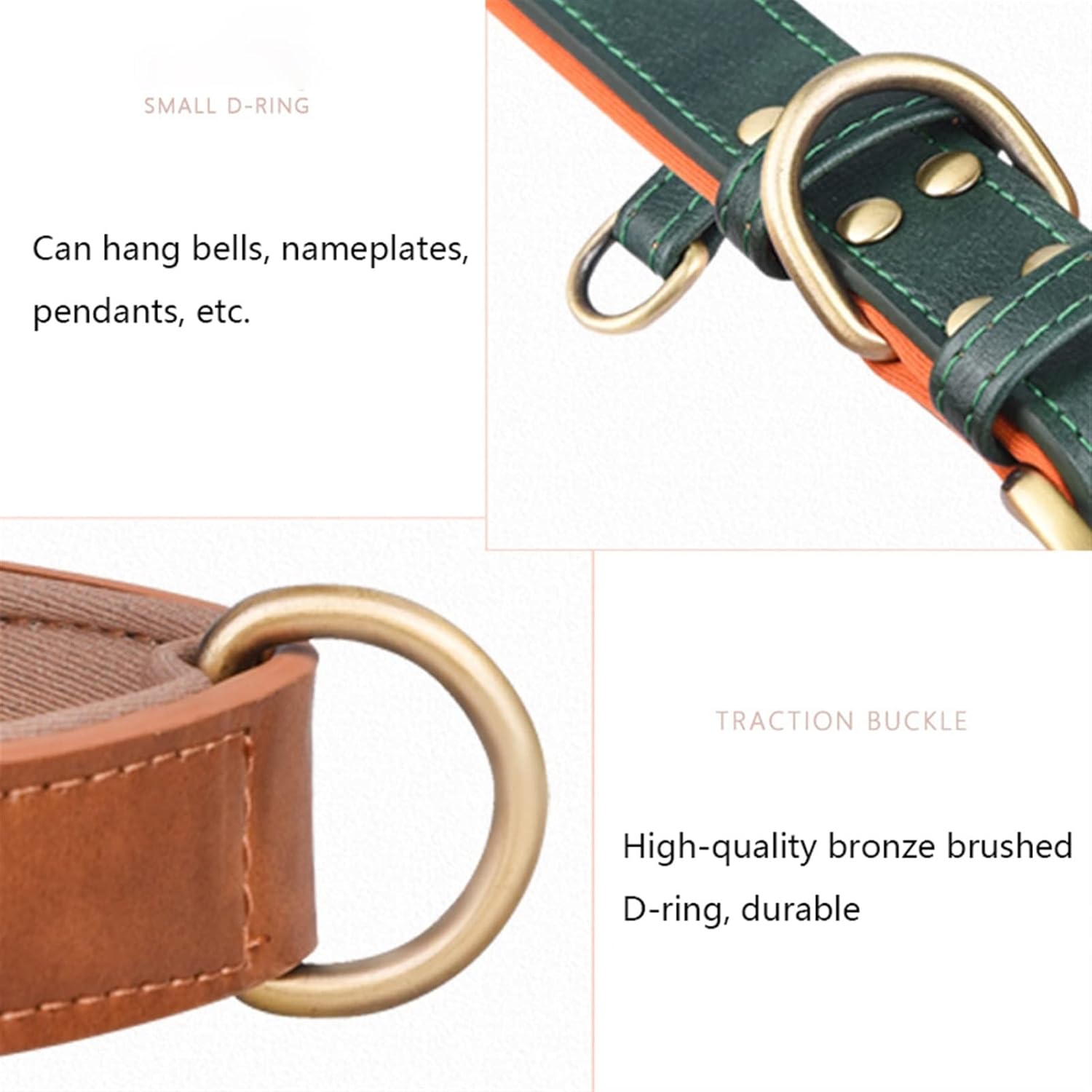 Collier pour Chien en Cuir – Réglable, Rembourré et Résistant avec Anneau en D thumbnail 2