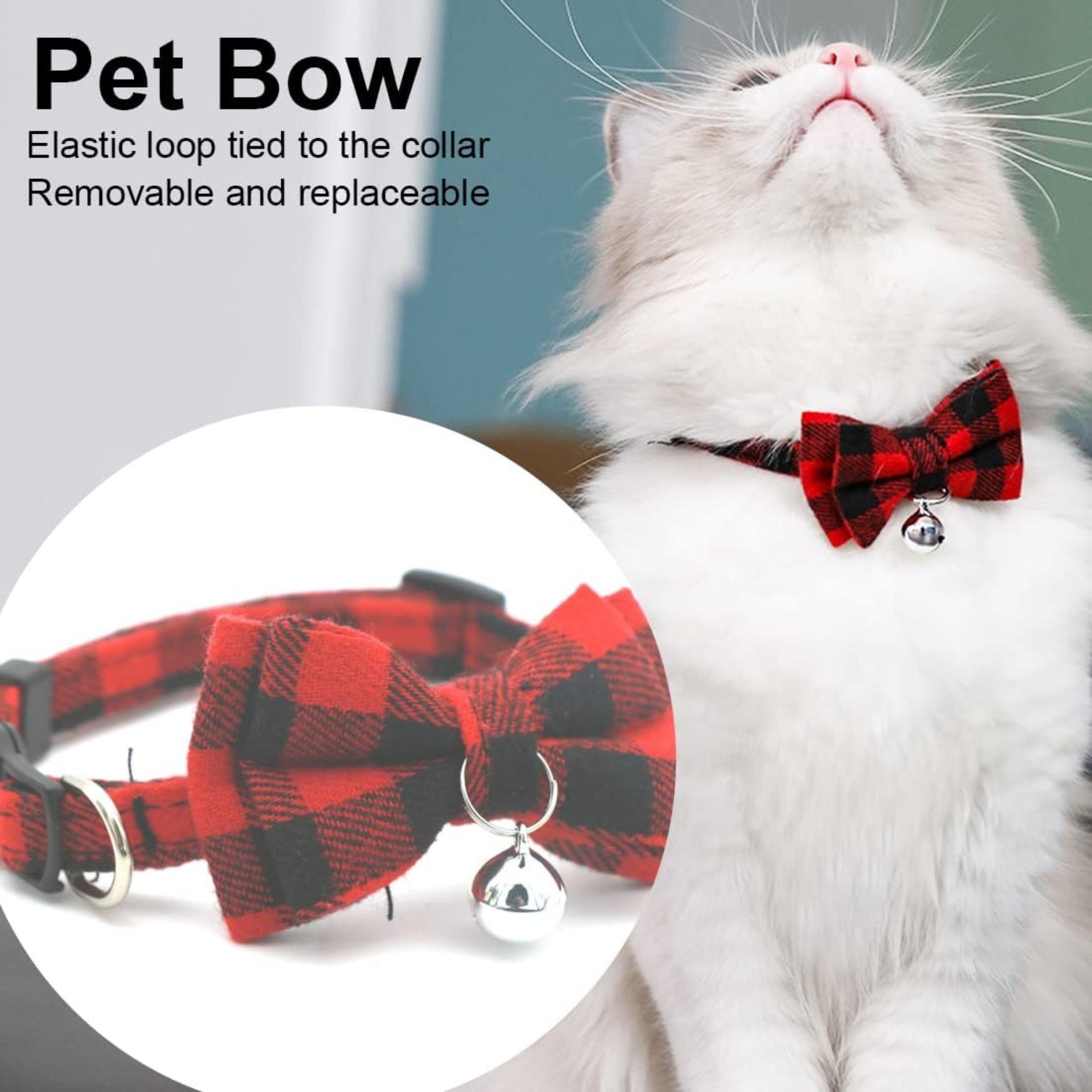 Collier Nœud Papillon pour Animaux – Cravate Réglable avec Clochette thumbnail 4