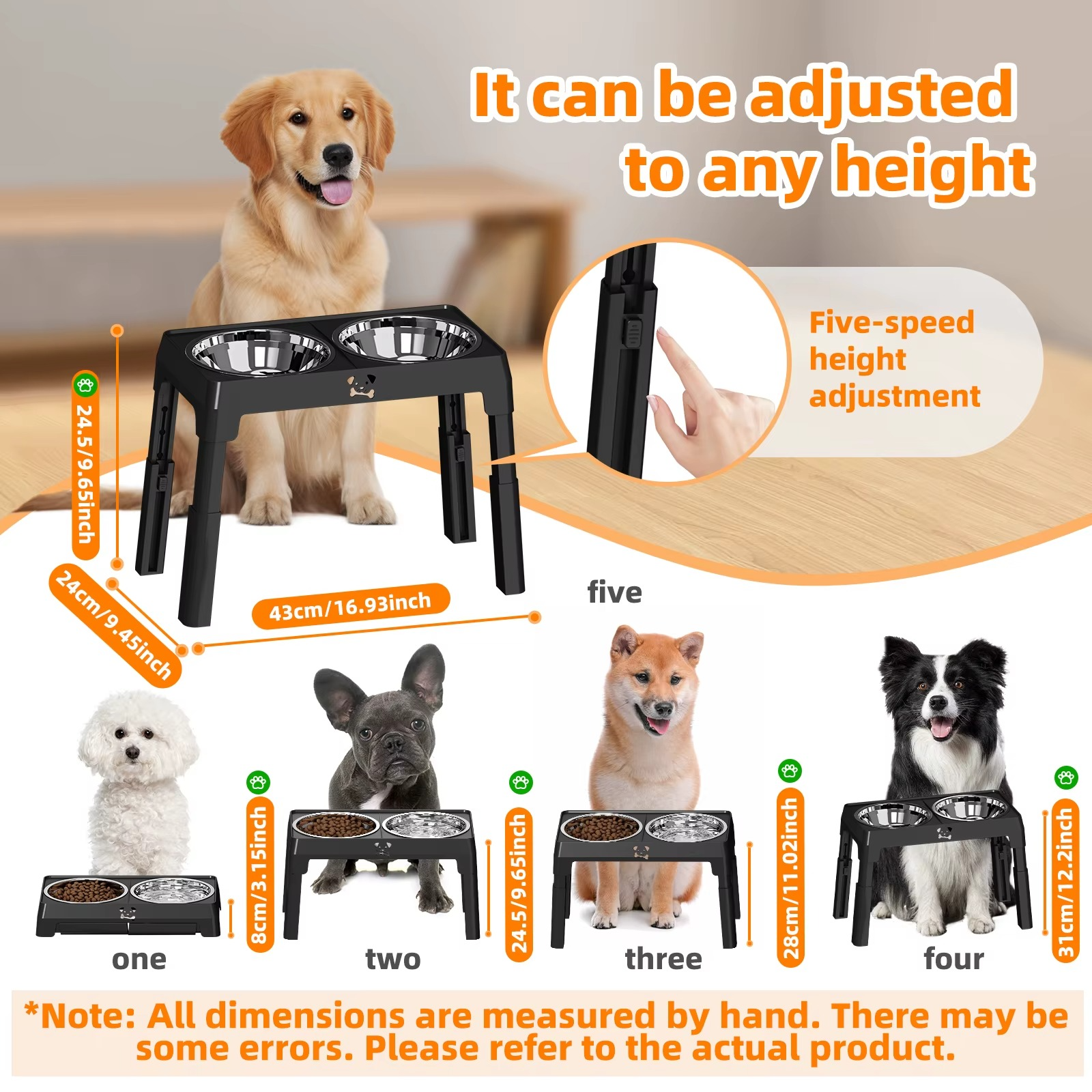 Gamelle Élevée Réglable pour Chien – Mangeoire à 5 Hauteurs - 2