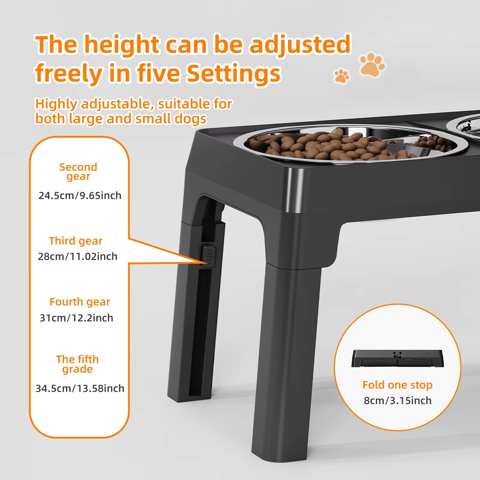 Gamelle Élevée Réglable pour Chien – Mangeoire à 5 Hauteurs thumbnail 3