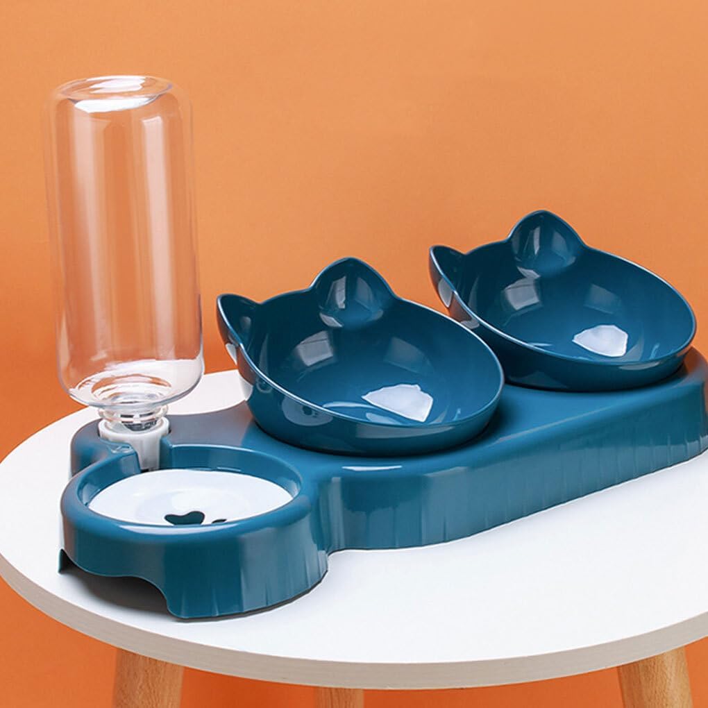 Gamelle inclinée pour chat avec distributeur d'eau automatique – Anti-déversement et facile à nettoyer thumbnail 2