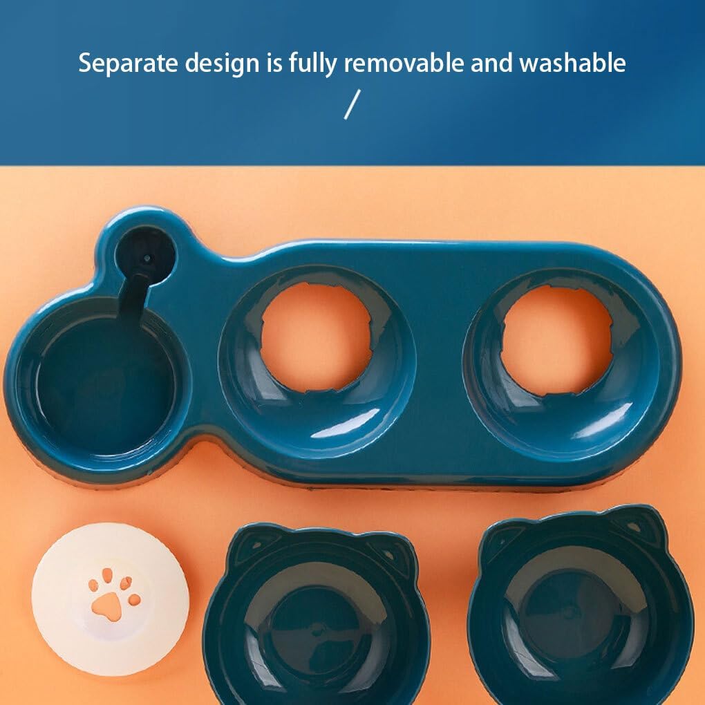 Gamelle inclinée pour chat avec distributeur d'eau automatique – Anti-déversement et facile à nettoyer thumbnail 3