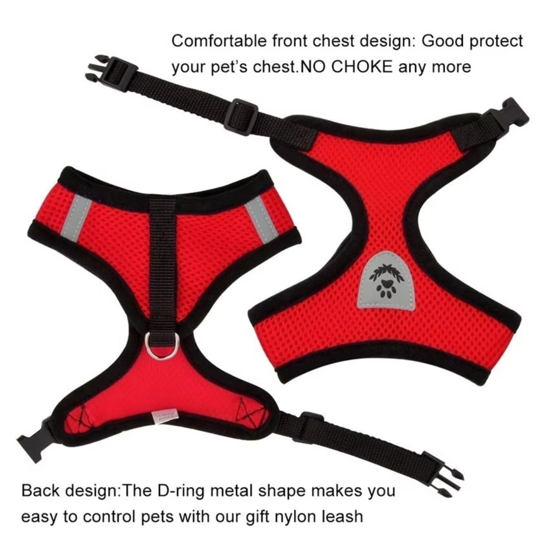 Harnais avec laisse pour chat et chien –  Réfléchissant, réglable et confortable thumbnail 2