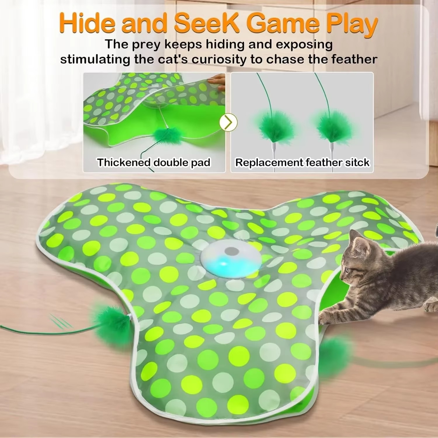 Jouet Interactif Rechargeable pour Chat avec Plume et Son de Souris thumbnail 2
