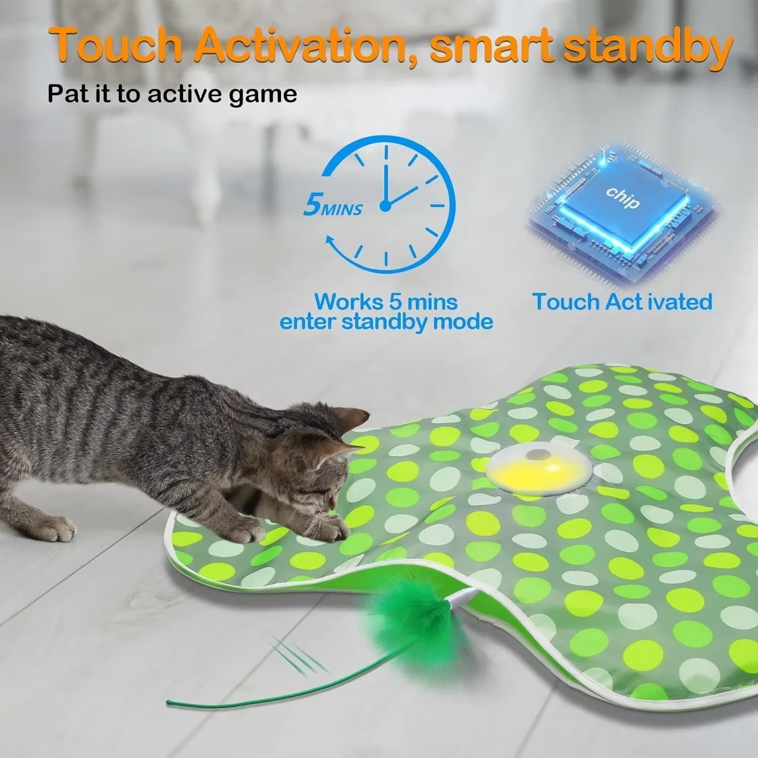 Jouet Interactif Rechargeable pour Chat avec Plume et Son de Souris thumbnail 6