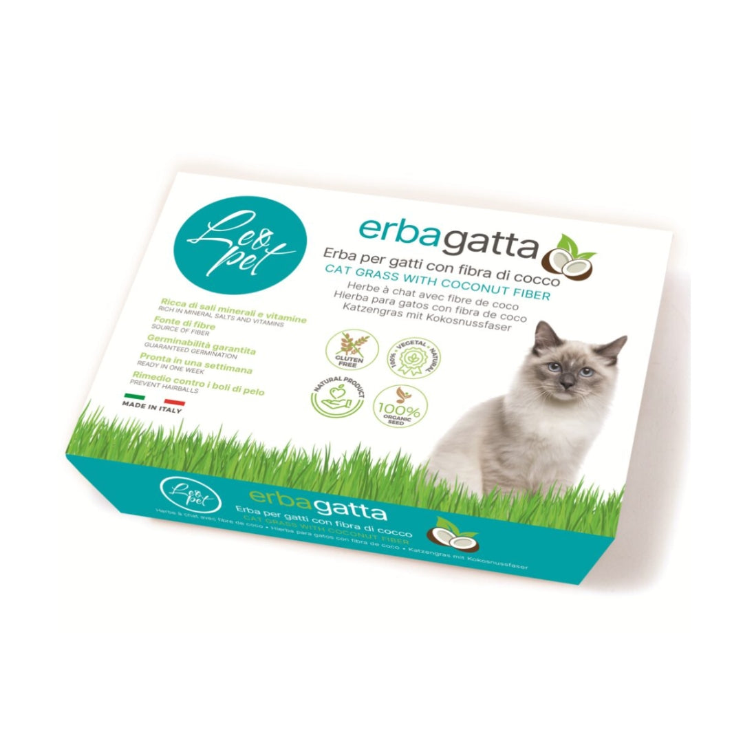 Herbe à chat Leo Pet avec fibre de coco – Soutien digestif naturel et contrôle des boules de poils (100 g)
