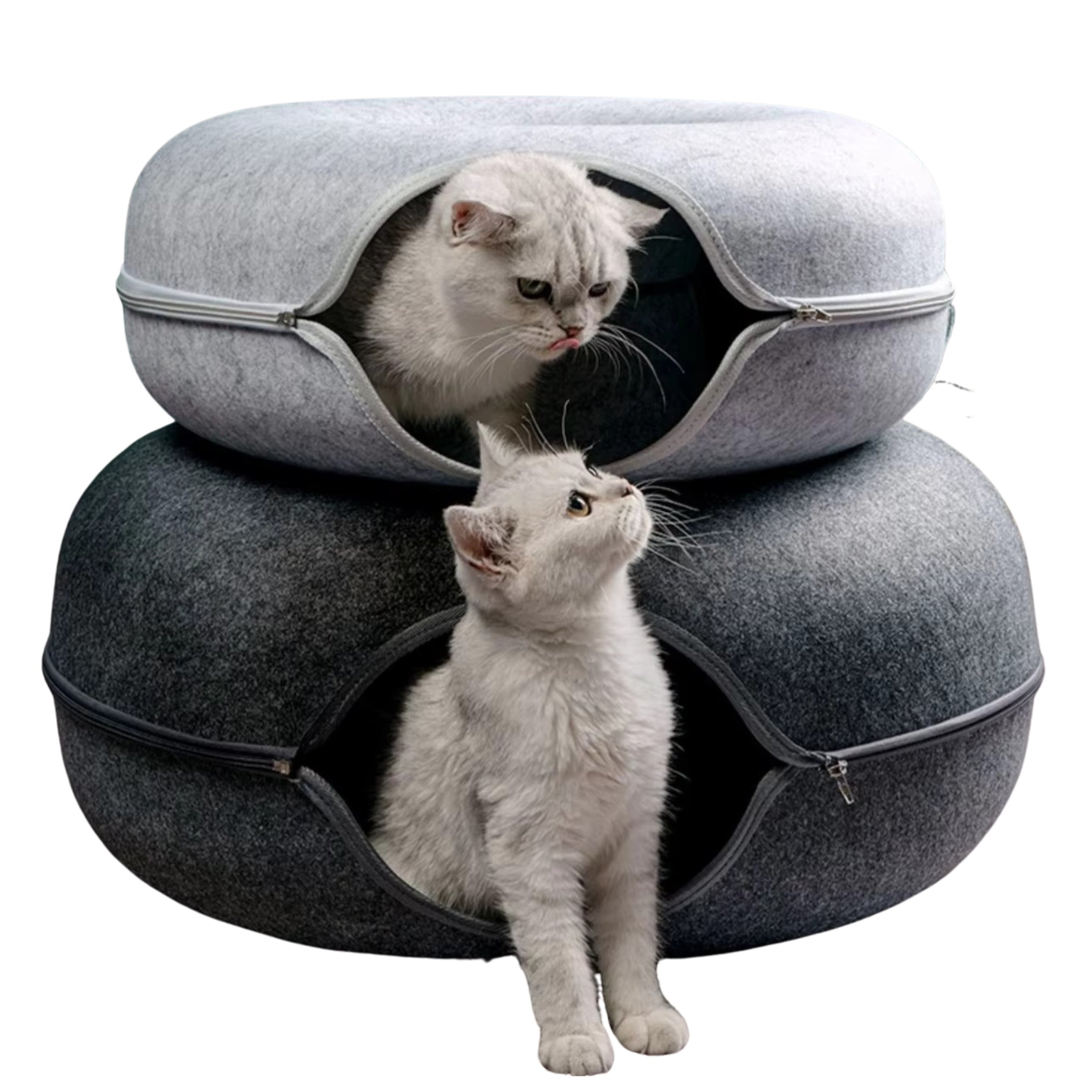 Lit tunnel pour chat – Niche en forme de donut résistante aux rayures, pliable et lavable - 1