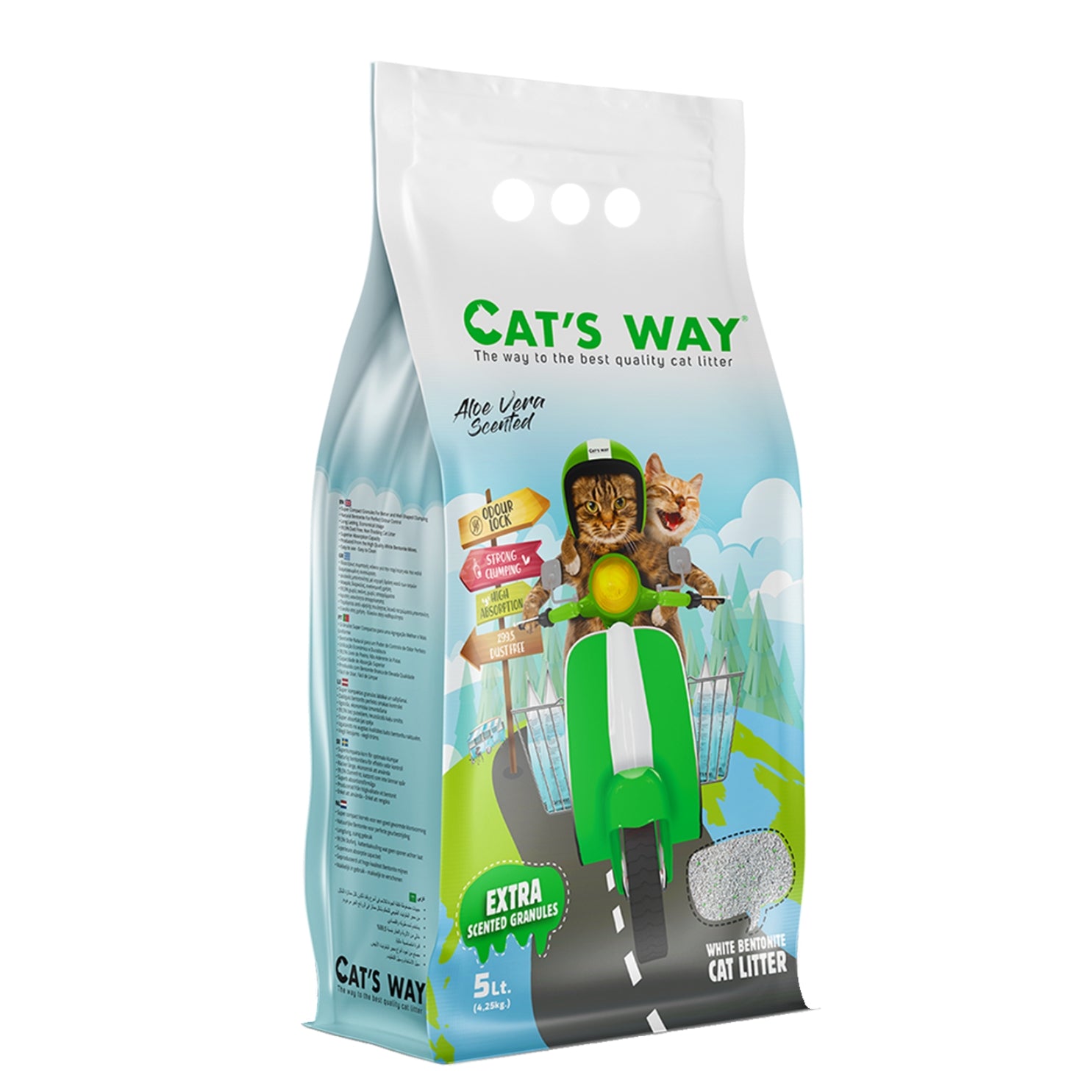 Litière pour chat Cat’s Way bentonite blanche 18 L– Parfum bébé, Aloe Vera & Savon de Marseille thumbnail 2