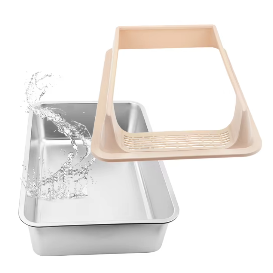 Grande Bac à Litière en Inox – Parois Hautes, Durable et Facile à Nettoyer thumbnail 3