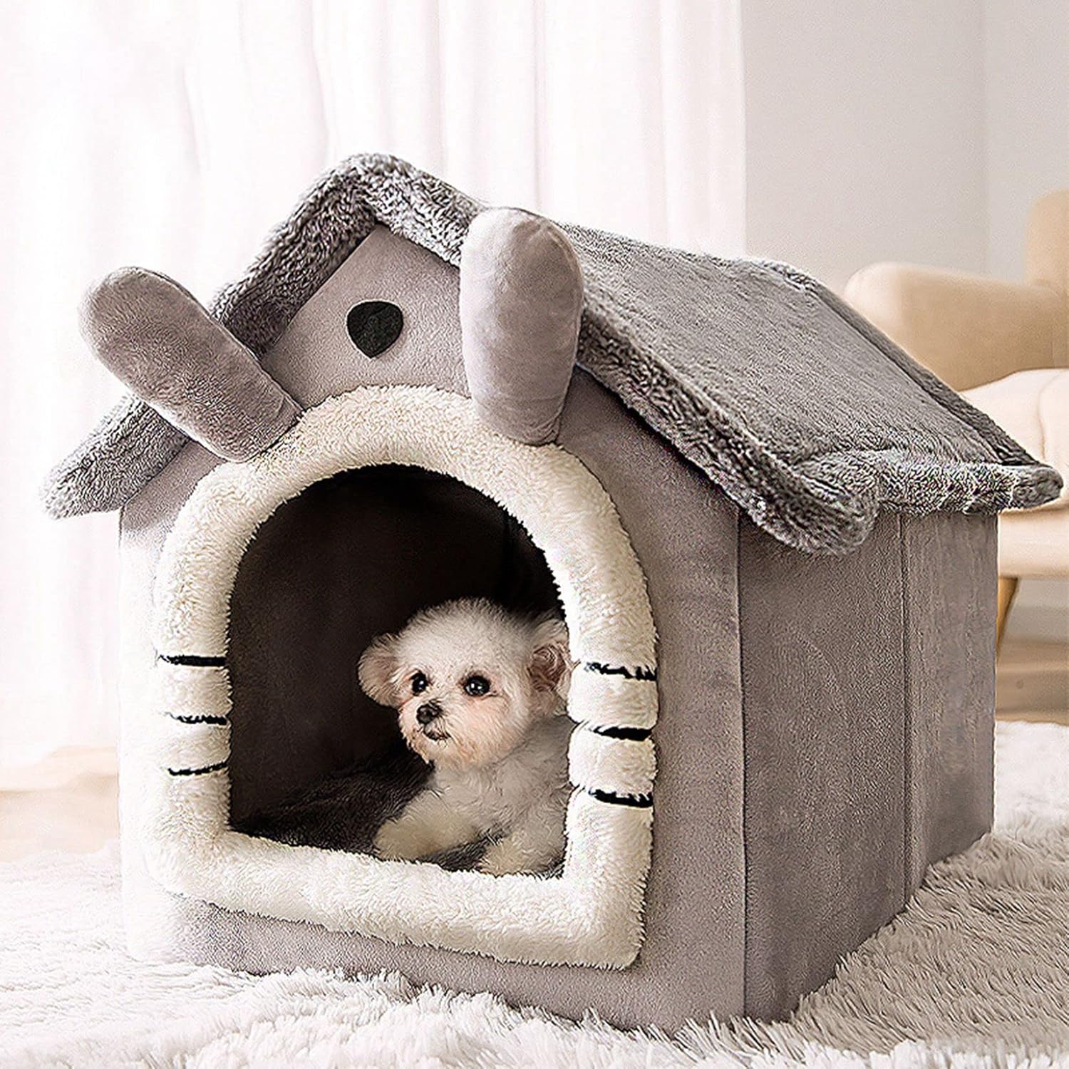Maison d'intérieur pour chien – Lit chaud pour petits chiens et chats thumbnail 2